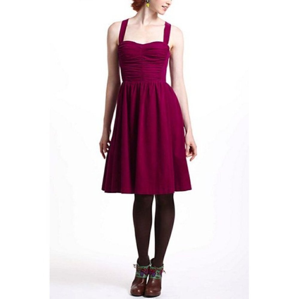 Anthropologie HD in Paris Fuchsia Purple Corduroy Mini Dress 4